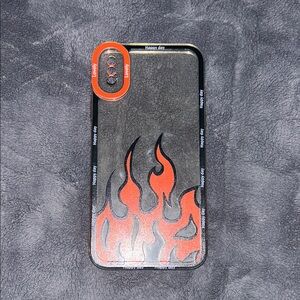 Flame Design Phone Case - Black and Red